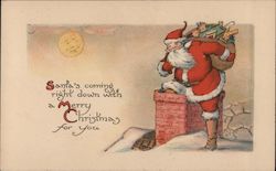 Santa's coming right down with a Merry Christmas for you Postcard