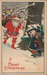 A Merry Christmas (Santa and girls) Postcard