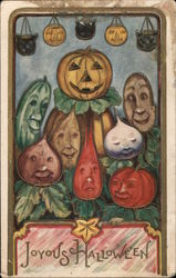 Joyous Halloween - Jack-o-lanterns from different vegetables Postcard