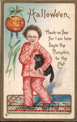 Halloween Have no fear for I am here Syas the Pumpkin to the Cat Postcard