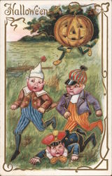 Halloween (jack o' lantern chasing boys) Postcard