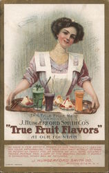 The true fruit maid serving J. Hungerford Smith Co's True Fruit Flavors at our fountain. Advertising Postcard Postcard Postcard