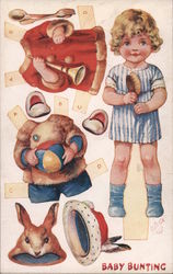 Baby Bunting Paper Doll Dolls Postcard Postcard Postcard