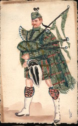 Bagpiper Stamp Montage Postcard