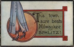 This town sure beats Milwaukee for Schlitz Breweriana Postcard Postcard Postcard