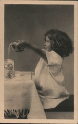 Girl with bowl of Galactina baby cereal Postcard