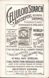 Celluloid Starch Antiseptic Destroys Germs Advertising Trade Card Trade Card Trade Card