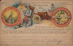 National Light Oil - Uncle Sam Reading the Newspaper Postcard