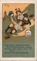 Jack and Jill fell down the hill: ad for the M Waist Postcard