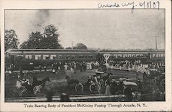 Train Bearing Body of President McKinley Passing Through Arcade, N. Y. Postcard