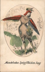 Mendelssohn's Spring Chicken Song - Human-bird Hybrid Fantasy Postcard Postcard Postcard