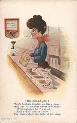 The Saleslady Caricatures Postcard Postcard Postcard