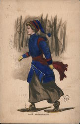 Snowshoeing Woman Postcard