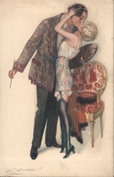 Artist Kissing Model Postcard