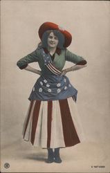 Woman in flag dress Postcard