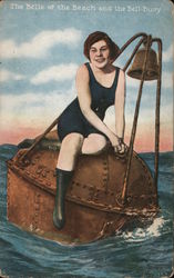 The Belle of the Beach and the Bell-Buoy Women Postcard Postcard Postcard