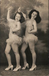 Studio photo of two showgirls in costume Dancing Postcard Postcard Postcard