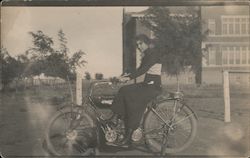 Woman sitting on Indian motorcylce Motorcycles Postcard Postcard Postcard