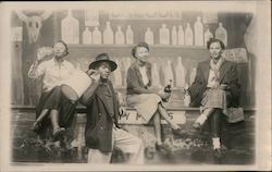 Studio Bar Photo: Group of women & man "drinking" at bar Black Americana Postcard Postcard Postcard