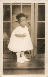 Studio photo of little girl in white dress Black Americana Postcard Postcard Postcard