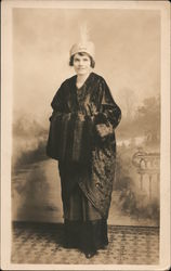 Studio Portrait of a woman, Fur Coat Postcard