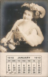 Woman and Calendar advertising General Acoustic Company 1910 Postcard