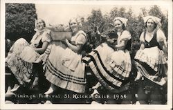 Women with food baskets - Vintage Destical, 1934 Saint Helena, CA Postcard Postcard Postcard