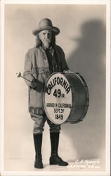 E. A. Speegle, frontier outfit, beating drum-California '49er arrived in California Sept. 3rd 1849 Men Postcard Postcard Postcard