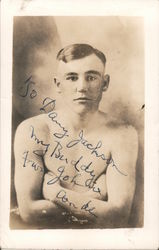 Signed portrait of a shirtless man - Boxing? Men Postcard Postcard Postcard