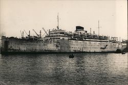 Saturnia: an old steamship, moored Postcard