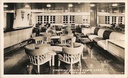 Smoking Room, Cabin Class, S. S. Lurline Postcard