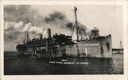 U. S. S. Huron, "Ship that brought us home" (World War I) Postcard