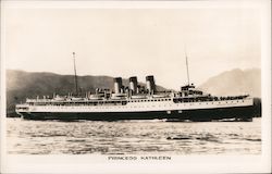 Princess Kathleen, mountains, people on deck Postcard