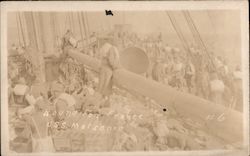 U.S.S. Matsonia - Bound for France, view of crew on deck of ship Postcard