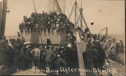 Sunday afternoon aboard, ship lowering rescue boats as crowd waits Postcard