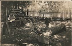 A Woman Sitting with a Child in a Hammock Guerneville, CA Larborough's Postcard Postcard Postcard