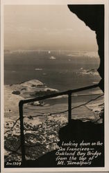 Looking down on the San Francisco-Oakland Bay Bridge from top of Mt. Tamalpais Mill Valley, CA Postcard Postcard Postcard