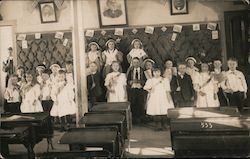 First grade picture in class room, flags School and Class Photos Postcard Postcard Postcard