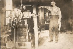 Man standing with equipment in a plant Occupational Postcard Postcard Postcard