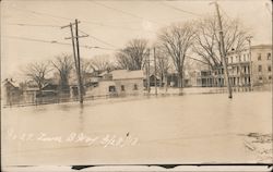 Flooding of town, lower Broadway Postcard