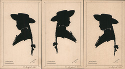 Set of 3: German Silhouettes of Girl with Hat, Ponytail Other Ephemera Ephemera Ephemera