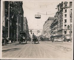 Street view, trolley, US flags, horse drawn vehicles San Francisco, CA Original Photograph Original Photograph Original Photograph