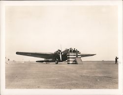 Monoplane on tamac, reporters, dais with military officers, civilians Aircraft Original Photograph Original Photograph Original Photograph