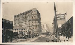 Ruins after earthquake, men cleaning street, streetcar, The Emporium. San Francisco, CA 1906 San Francisco Earthquake Original P Original Photograph