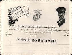 Season's Greetings United States Marine Corps. Marine appointment to Corporal Marines Original Photograph Original Photograph Original Photograph