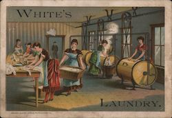 Rare: White's Laundry, women at work, Jan 1 1886 price list San Francisco, CA Trade Card Trade Card Trade Card