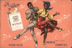 Wij Willen. Wing cigarettes king size. American Cigarettes. Black couple dancing. Postcard