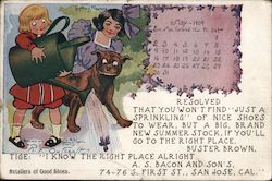 May 1909 calendar. Buster Brown Shoe Ad Postcard