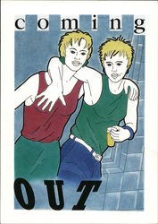 Lesbian Interest: Coming Out. 1995. Two young people with arms over each other's shoulders Couples Ursula Brandlli Postcard Post Postcard