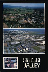 Aerial view of Silicon Valley. Two industrial complexes in Santa Clara Valley, silicon chip San Francisco, CA Postcard Postcard Postcard